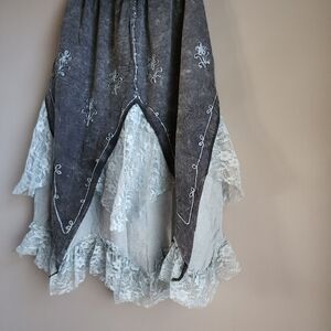 100% cotton lace layers embroidery Nepal tie dye festival midi skirt 26"~29"